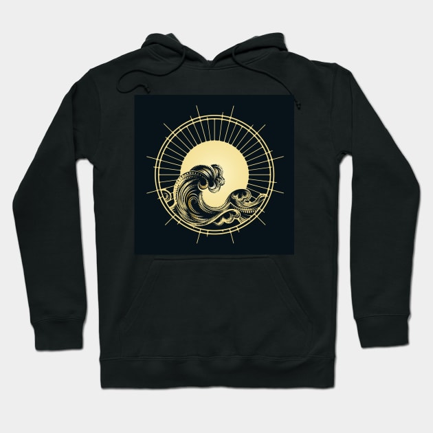 Golden Ocean Wave in Sunlight Circle Hoodie by devaleta